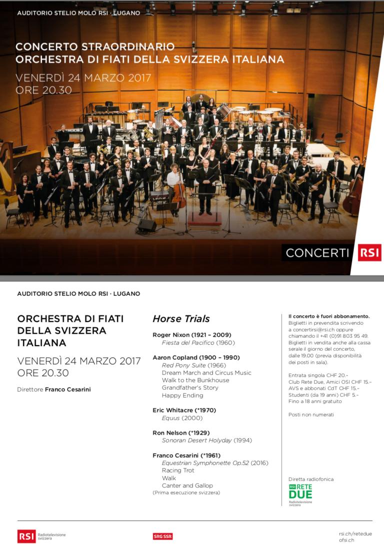 Orchestra di Fiati della Svizzera Italiana - Extraordinary Concer - Lugano, Switzerland - 24th March, 2017