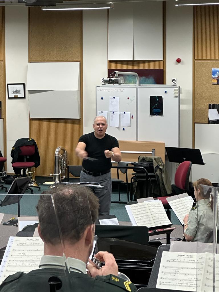 Franco Cesarini in Assen (The Netherlands) rehearsing with The Royal Military Band Johan Willem Friso 23rd January, 2023